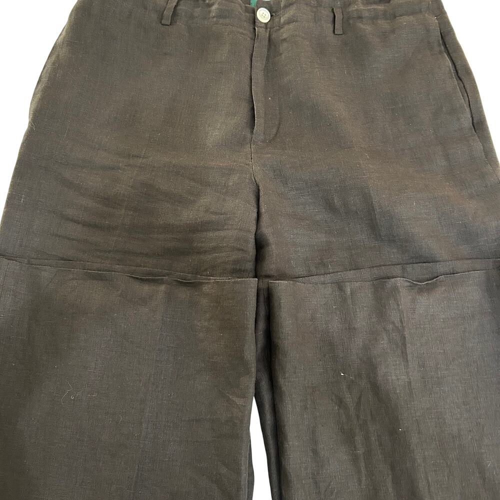 Lauren Ralph Lauren Linen Wide Leg Pants Brown Flat Front Trouser Women 12 - Picture 5 of 8